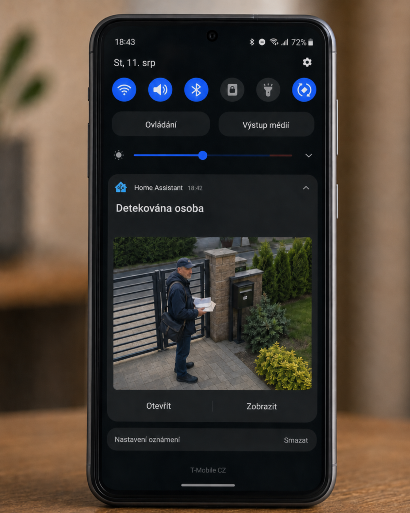 Jak správně umístit kameru pro notifikace na mobil